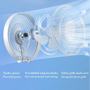 Desktop Fan with Remote, Portable Rechargeable LED Light Fan Air Cooler Mini Desk USB Fan with  Quiet Operation, ( Color : White )
