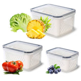 Pack of 3 Fruit Fresh Produce Protector, Grape Container for Fridge, Fruit Saver Lettuce with Drain Colanders, Partitioned Salad In Australia - Darrahopens