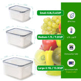 Pack of 3 Fruit Fresh Produce Protector, Grape Container for Fridge, Fruit Saver Lettuce with Drain Colanders, Partitioned Salad
