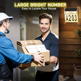 Solar House Numbers for Outside, Metal Waterproof Solar Address Sign Plaque Lights Outdoor LED Illuminated for Outside House Yard