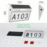 Solar House Numbers for Outside, Metal Waterproof Solar Address Sign Plaque Lights Outdoor LED Illuminated for Outside House Yard
