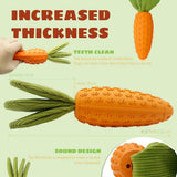 Dog Chew Toy, Carrot Dog Squeaky Toys for Aggressive Chewers, Natural Rubber Dog Teeth-Cleaning Toy for Puppy Small Medium
