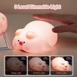 Night Light for Kids, Cute Pig Night Light, 3 Level Dimmable Toddler Night Light, LED Rechargeable Bedside Touch Lamp