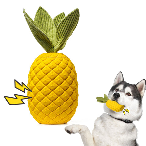 Squeaky Dog Toys for Aggressive Chewer Large Medium Breed Dog, Indestructible Tough Dog Chew Toys with Natural Rubber (Pineapple) In Australia - Darrahopens