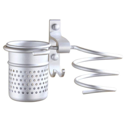 Aluminum Storage Holder Wall Mount Hair Dryer Holder Wall Phone Holder with Fixing Screws for Hair Dryer(Silver) In Australia - Darrahopens
