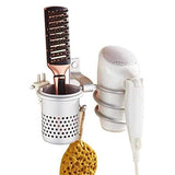 Aluminum Storage Holder Wall Mount Hair Dryer Holder Wall Phone Holder with Fixing Screws for Hair Dryer(Silver)