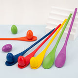 Egg Spoon Race Game Set, Wooden Egg Balance Game Relay Race Games for Kids Outdoor Lawn Games Easter Eggs Hunt Game 6pes
