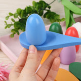 Egg Spoon Race Game Set, Wooden Egg Balance Game Relay Race Games for Kids Outdoor Lawn Games Easter Eggs Hunt Game 6pes