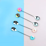 4 Pack Stirring Spoons Cute Doughnut Coffee Spoon Stainless Steel Little Teaspoons Mini Donut Dessert Ice Cream Tea Sugar Stirrers