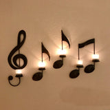 Black Metal Wall Sconce Candle Holder Set of 4 Music Symbol Wall Sconce Candlestick Holders Wall Mount Candlestick Candle Holders In Australia - Darrahopens
