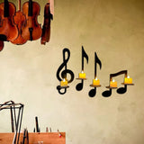 Black Metal Wall Sconce Candle Holder Set of 4 Music Symbol Wall Sconce Candlestick Holders Wall Mount Candlestick Candle Holders