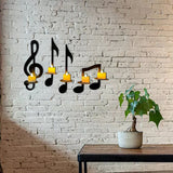 Black Metal Wall Sconce Candle Holder Set of 4 Music Symbol Wall Sconce Candlestick Holders Wall Mount Candlestick Candle Holders