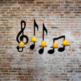 Black Metal Wall Sconce Candle Holder Set of 4 Music Symbol Wall Sconce Candlestick Holders Wall Mount Candlestick Candle Holders