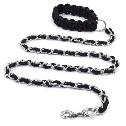 Heavy Duty Dog Leashes Metal Pet Chain Lead with Soft Rope Handle for Medium Large Dogs L-170 * 0.5cm single rope In Australia - Darrahopens