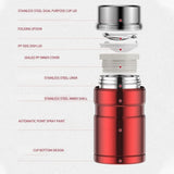 Red Thermoses 500ml/750ml Stainless Steel Thermoses Portable Vacuum Insulated Soup Container Thermoses Lunch Box (Color : Red )