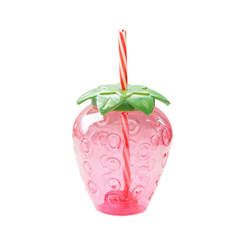 Strawberry Cup with Straw, Cute Strawberry Drinking Cups with Strawberry Pendant Portable Water Bottle for Girls Cup  (1 Pcs)