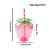 Strawberry Cup with Straw, Cute Strawberry Drinking Cups with Strawberry Pendant Portable Water Bottle for Girls Cup  (1 Pcs)