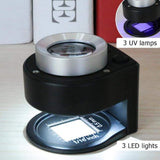 Handheld Microscope Magnifying Glass Jewelers Loupe with Light, Magnifier Portable Folding Scale Eye Loop for Textile Optical