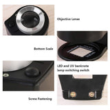 Handheld Microscope Magnifying Glass Jewelers Loupe with Light, Magnifier Portable Folding Scale Eye Loop for Textile Optical