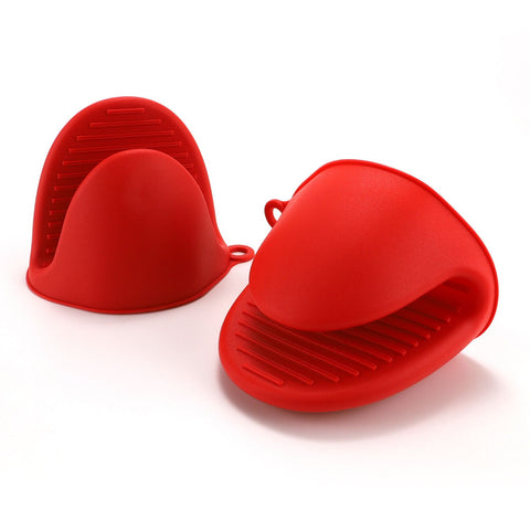 Silicone Pot Holders Set of 2 - Oven Mitts Heat Resistant, Silicone Potholders for Kitchen, Mini Oven Mitts Rubber Oven Glove Red