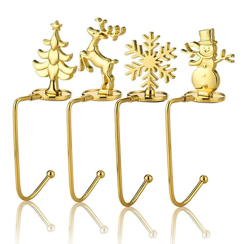 Pack of 4, Christmas Stocking Holder Stocking Hanger Fireplace Hook Hanger for Christmas Decoration (Style 4pcs Gold) In Australia - Darrahopens