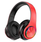 Stereo Gaming Headset Foldable Over Ear Headphones with Mic, LED Light, Bass Surround, Soft Memory Earmuffs (Red/Black)