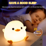 Cute Duck Lamp, Rechargeable Dimmable Nightlight, Silicone LED Bedside Lamp Nursery Nightlight with 20 Minutes Timer and Touch