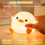 Cute Duck Lamp, Rechargeable Dimmable Nightlight, Silicone LED Bedside Lamp Nursery Nightlight with 20 Minutes Timer and Touch