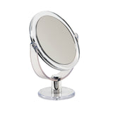 Double Sided Free Standing Swivel Vanity Mirror, Regular & 3X’s Magnification, Make-up & Shaving Use, Tabletop, Rubberized, Clear
