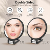 Magnifying Handheld Mirror Double Sided, 1X 15X Magnification Hand Mirror, Travel Folding Held Adjustable Rotation Pedestal Makeup In Australia - Darrahopens