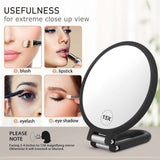 Magnifying Handheld Mirror Double Sided, 1X 15X Magnification Hand Mirror, Travel Folding Held Adjustable Rotation Pedestal Makeup