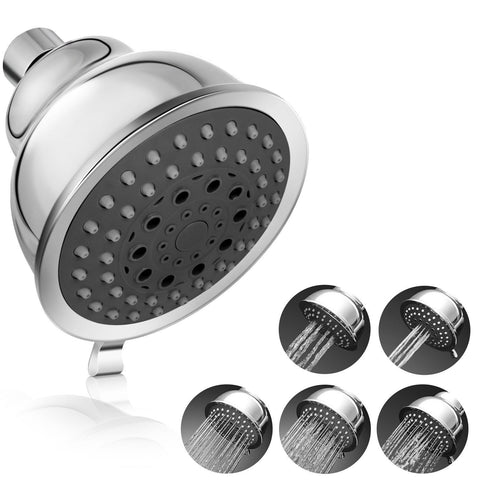 High Pressure Shower Head - 4 Inches Rain Showerhead - 5 Spray Settings - Luxury Modern Chrome Look - Perfect Adjustable In Australia - Darrahopens