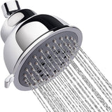 High Pressure Shower Head - 4 Inches Rain Showerhead - 5 Spray Settings - Luxury Modern Chrome Look - Perfect Adjustable