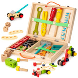 Tool Kit for Kids, Wooden Toddler Tools Set Including Tool Box & DIY Stickers, Montessori Educational Construction Toys In Australia - Darrahopens