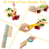Tool Kit for Kids, Wooden Toddler Tools Set Including Tool Box & DIY Stickers, Montessori Educational Construction Toys In Australia - Darrahopens