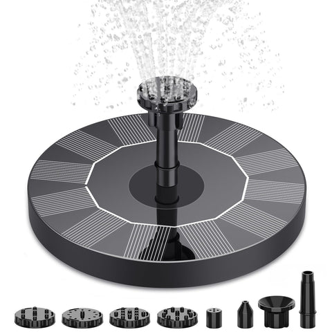 Solar Bird Bath Fountain Pump, Solar Fountain Pump for Bird Bath with 6 Nozzles, 6.5" Solar Powered Water Fountain Pump