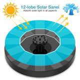 Solar Bird Bath Fountain Pump, Solar Fountain Pump for Bird Bath with 6 Nozzles, 6.5" Solar Powered Water Fountain Pump