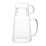 Glass Pitcher with Lid – Multifunctional Bedside Water Carafe and Glass Set - Premium 1.3L Glass Water Carafe with Handle