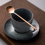 Steel Creative Stirring Tea Coffee Spoon Titanium Golden Long Handle Mug Honey Dessert Small Round Ice Cream Spoon rose gold-13cm In Australia - Darrahopens