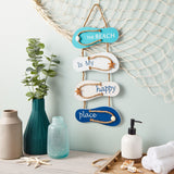 Decor Sign, Flip Flop Beach Decorations for Home, Bathroom, Living Room, Bedroom and Dining Room, The Beach is My Happy Place