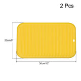 Dish Drying Mat Set, 2 Pcs 12" x 9" Silicone Sink Drain Pad Heat Resistant Suitable for Kitchen Counter, Fridge, Drawer - Yellow