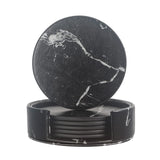 Coasters for Drinks,  6 PCS Premium PU Leather Drink Coasters with Holder, Heat Resistant Round Cup Mat Pad - Protect Table from In Australia - Darrahopens
