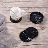 Coasters for Drinks,  6 PCS Premium PU Leather Drink Coasters with Holder, Heat Resistant Round Cup Mat Pad - Protect Table from