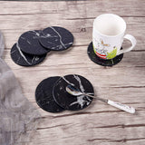 Coasters for Drinks,  6 PCS Premium PU Leather Drink Coasters with Holder, Heat Resistant Round Cup Mat Pad - Protect Table from