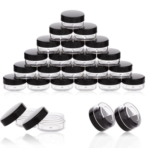 50 Count Tiny Sample Jars, 5ML Makeup Cosmetic Containers for Lip Balms, Lotion, Powder, Beauty Products(Black Lids) In Australia - Darrahopens