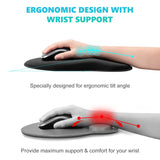 Mouse Pad Wrist Support, Ergonomic Mouse Pad with Wrist Rest, Pain Relief Mousepad with Non-Slip Rubber Base, Comfortable  (Black) In Australia - Darrahopens