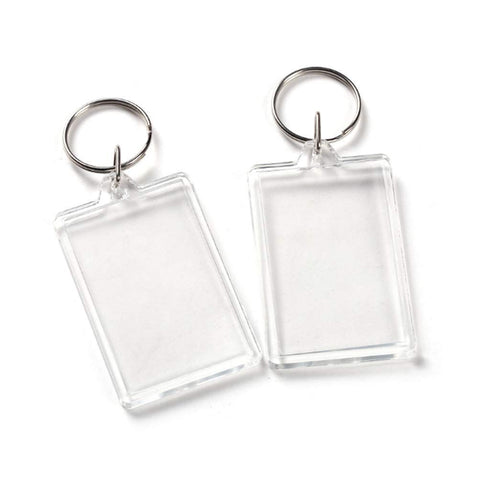 10Pcs SMALL SIZE-Rectangle Clear Acrylic Photo Snap-in Keychain Blank Double Sided Custom Personalised Photo Insert Picture Frame