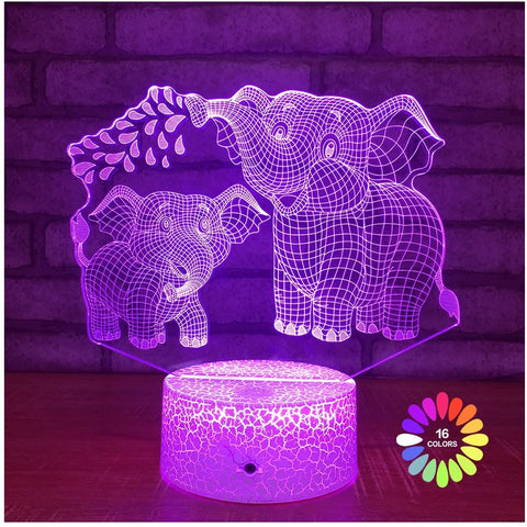 Elephant 3D Night Light for Kids 3D Lamp with 16 Colors Changing Remote Control Elephant Toys Women Baby Boys Gifts (Elephant)