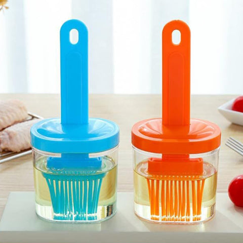 Portable Silicone Oil Bottle with Brush Kitchen Olive Oil Dispenser Bottle, Pastry Wide Opening Oil Bottle for Cooking Baking