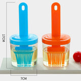 Portable Silicone Oil Bottle with Brush Kitchen Olive Oil Dispenser Bottle, Pastry Wide Opening Oil Bottle for Cooking Baking